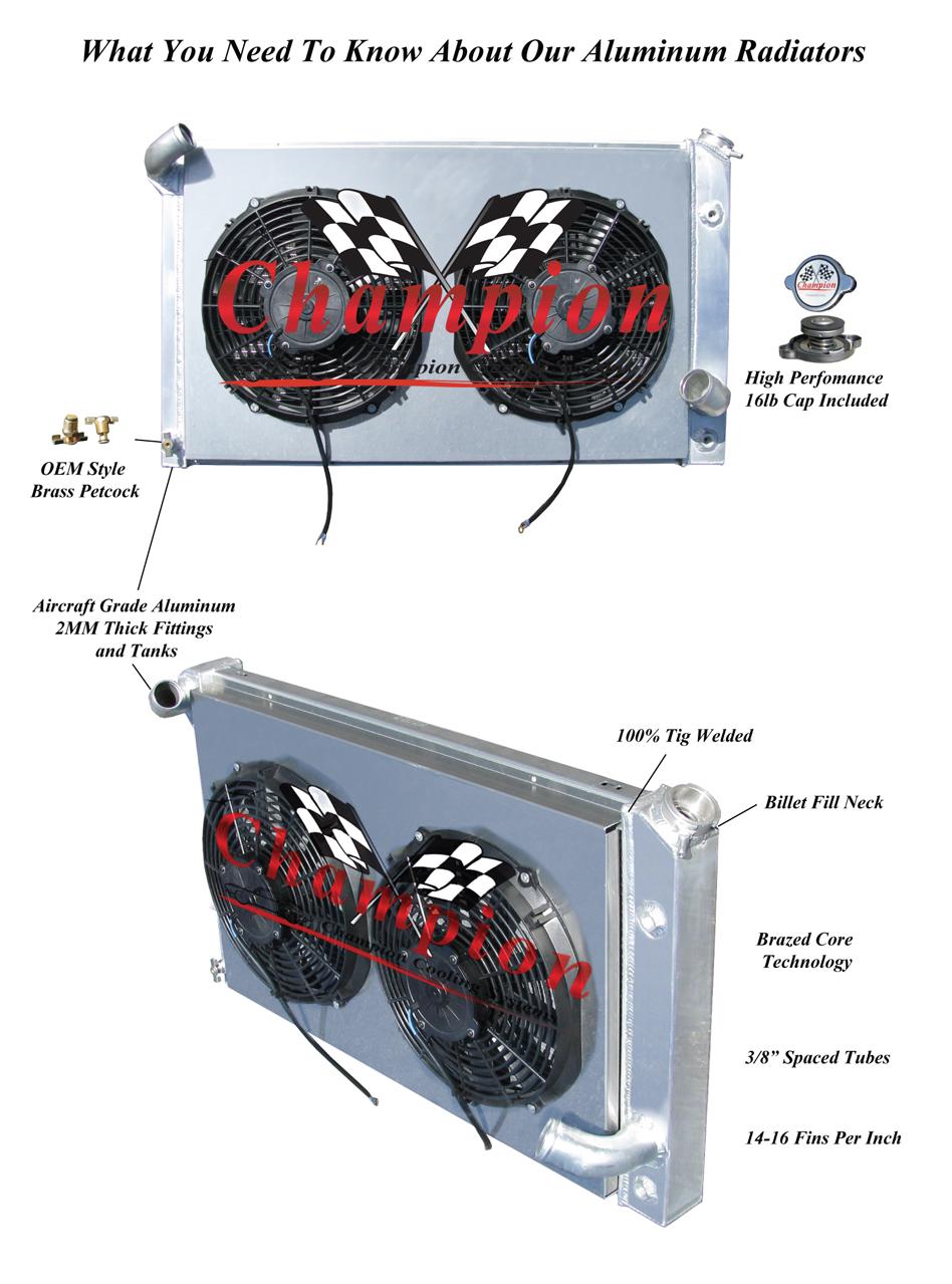 1973 1974 1975 1976 Corvette Radiator + Dual Fan Shroud Performance